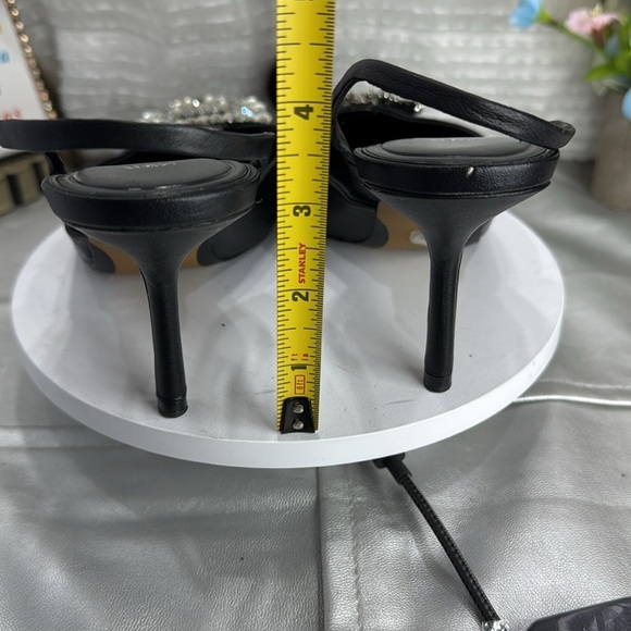 (O) ZARA Elegant Black Slingback Heels with Crystal Embellishment, Size 39/8USA - Picture 7 of 13